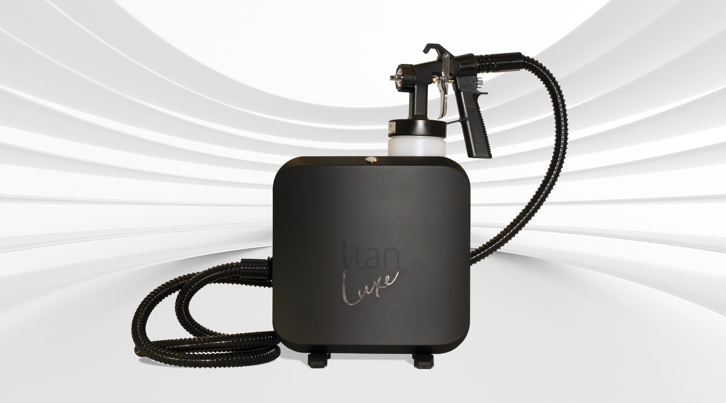 alt="iTan Luxe tanning machine matte black design"